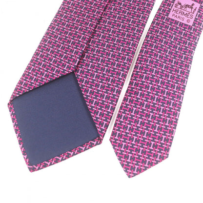 Hermes Tie 5647 Ea Silk Navy Pink