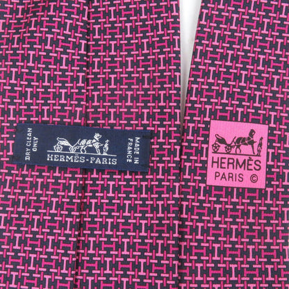 Hermes Tie 5647 Ea Silk Navy Pink
