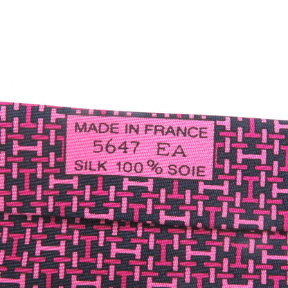 Hermes Tie 5647 Ea Silk Navy Pink
