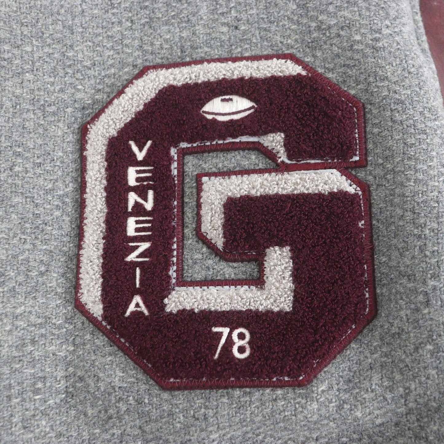Golden Goose Bomber Jacket Gmp00834 Virgin Wool Melange Gray Wine Red 48