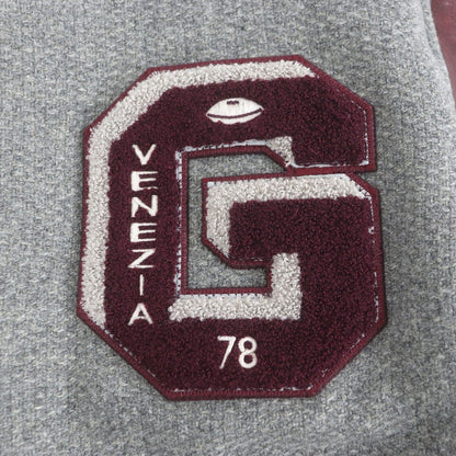 Golden Goose Bomber Jacket Gmp00834 Virgin Wool Melange Gray Wine Red 48