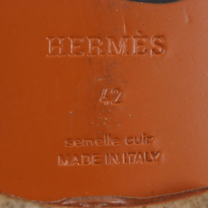 Hermes Loafers 171435Z Leather Black Monterey 42