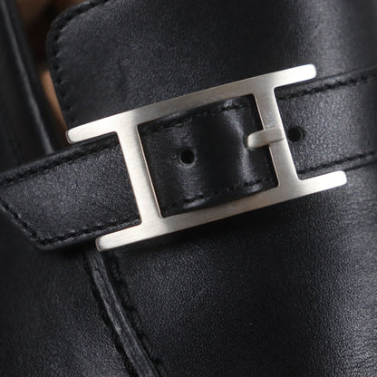 Hermes Loafers 171435Z Leather Black Monterey 42