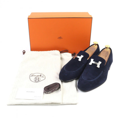 Hermes Loafers Suede Leather Navy Constance Moccasin Paris 40