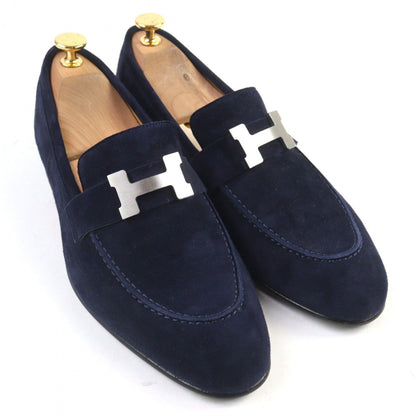 Hermes Loafers Suede Leather Navy Constance Moccasin Paris 40