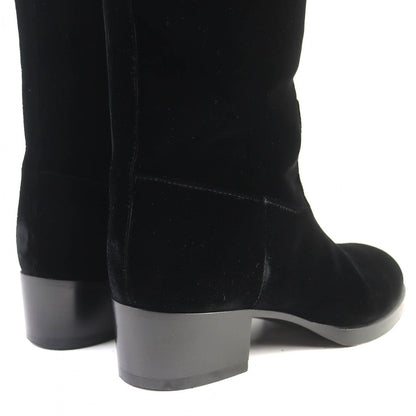 Chanel Knee-High Boots 21A G37985 Velor Black 36.5