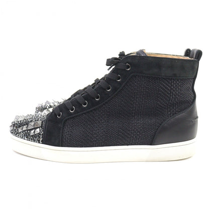 Christian Louboutin High Cut Sneakers Leather Black Type Mixkeolouis Flat 43.5