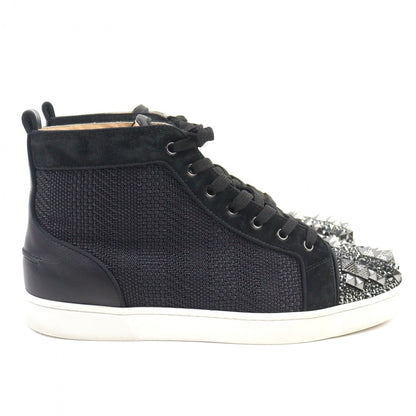 Christian Louboutin High Cut Sneakers Leather Black Type Mixkeolouis Flat 43.5
