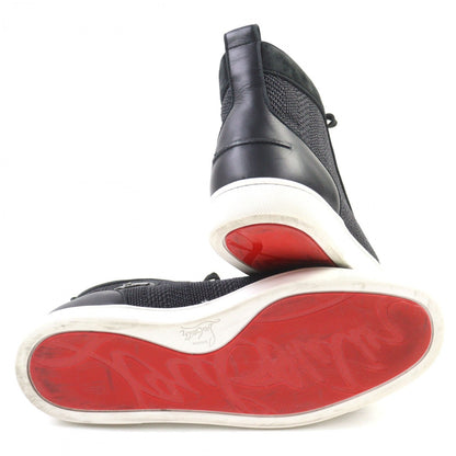 Christian Louboutin High Cut Sneakers Leather Black Type Mixkeolouis Flat 43.5
