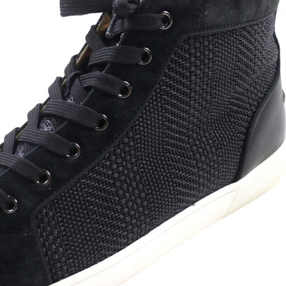 Christian Louboutin High Cut Sneakers Leather Black Type Mixkeolouis Flat 43.5