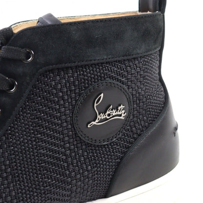 Christian Louboutin High Cut Sneakers Leather Black Type Mixkeolouis Flat 43.5