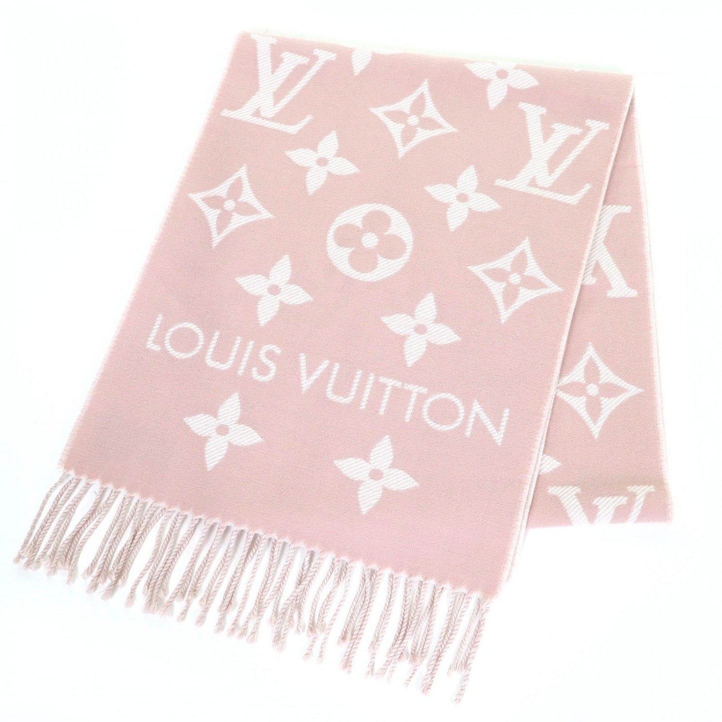 Louis Vuitton Scarf M77854 Wool Beige Rose Lv Essential 17034Cm