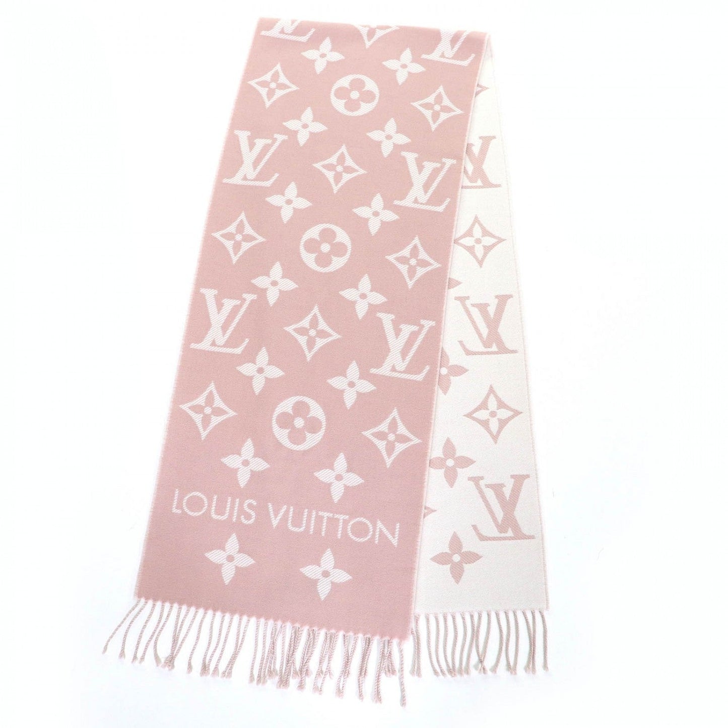 Louis Vuitton Scarf M77854 Wool Beige Rose Lv Essential 17034Cm