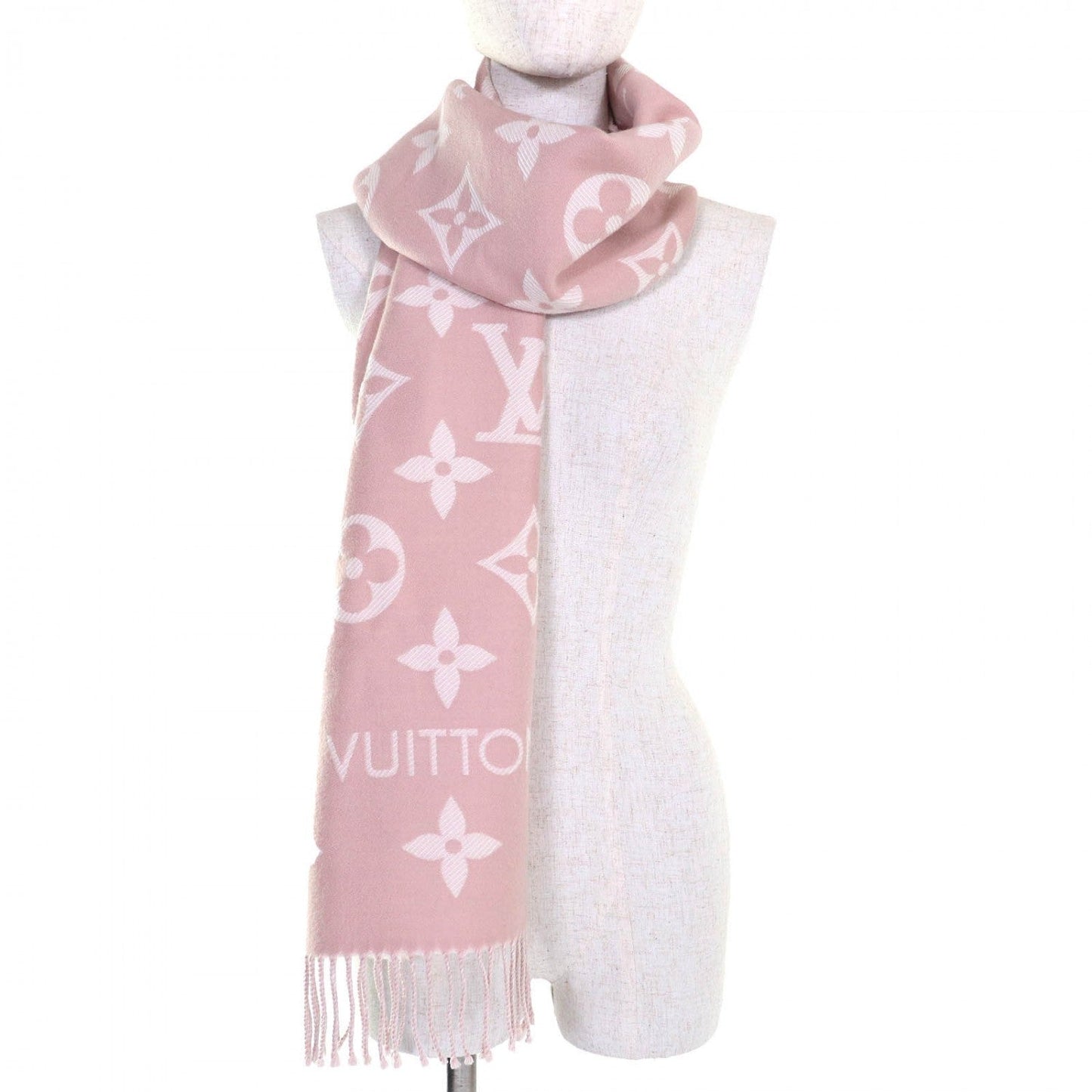 Louis Vuitton Scarf M77854 Wool Beige Rose Lv Essential 17034Cm
