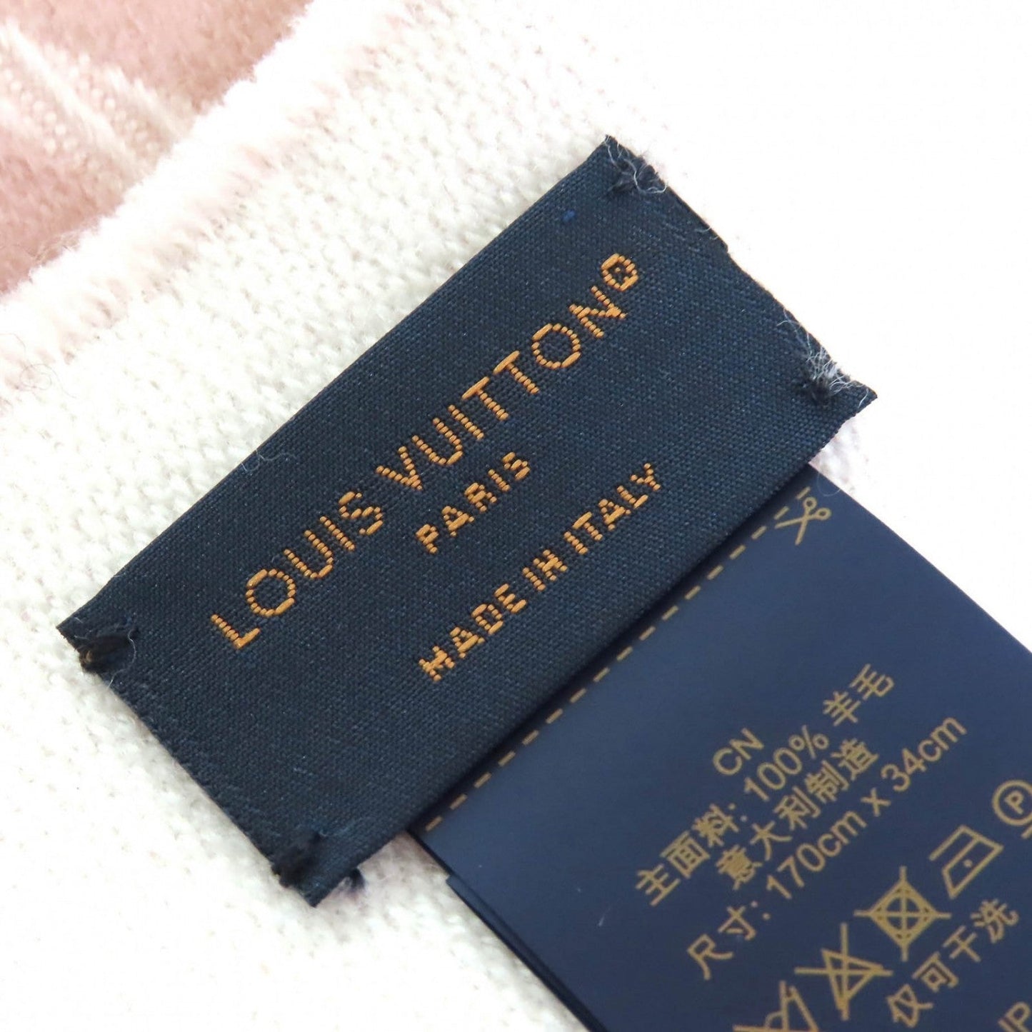 Louis Vuitton Scarf M77854 Wool Beige Rose Lv Essential 17034Cm