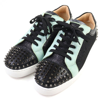 Christian Louboutin Sneakers Leather Black Green Silver Seavaste 2 Orlato Flat 43