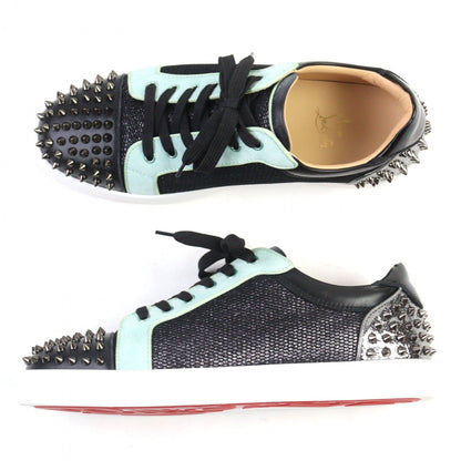 Christian Louboutin Sneakers Leather Black Green Silver Seavaste 2 Orlato Flat 43
