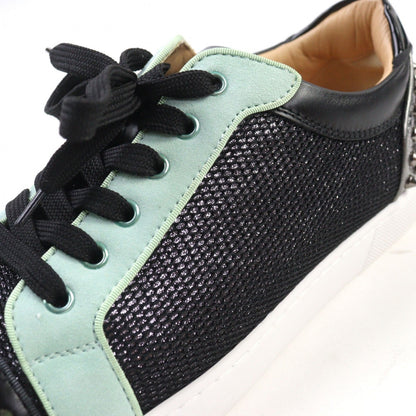 Christian Louboutin Sneakers Leather Black Green Silver Seavaste 2 Orlato Flat 43