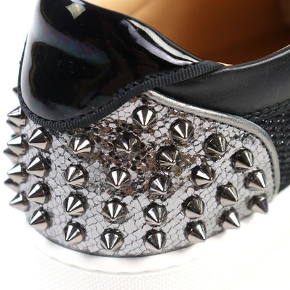 Christian Louboutin Sneakers Leather Black Green Silver Seavaste 2 Orlato Flat 43
