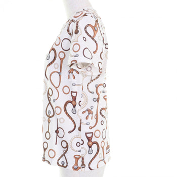 Hermes Short Sleeve T-Shirt 4E4632Dn Cotton White Type Panoply To Cuir 38