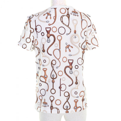 Hermes Short Sleeve T-Shirt 4E4632Dn Cotton White Type Panoply To Cuir 38