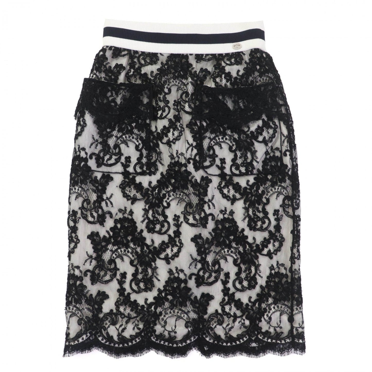 Chanel Skirt P56061V42335 Cotton White Black 36