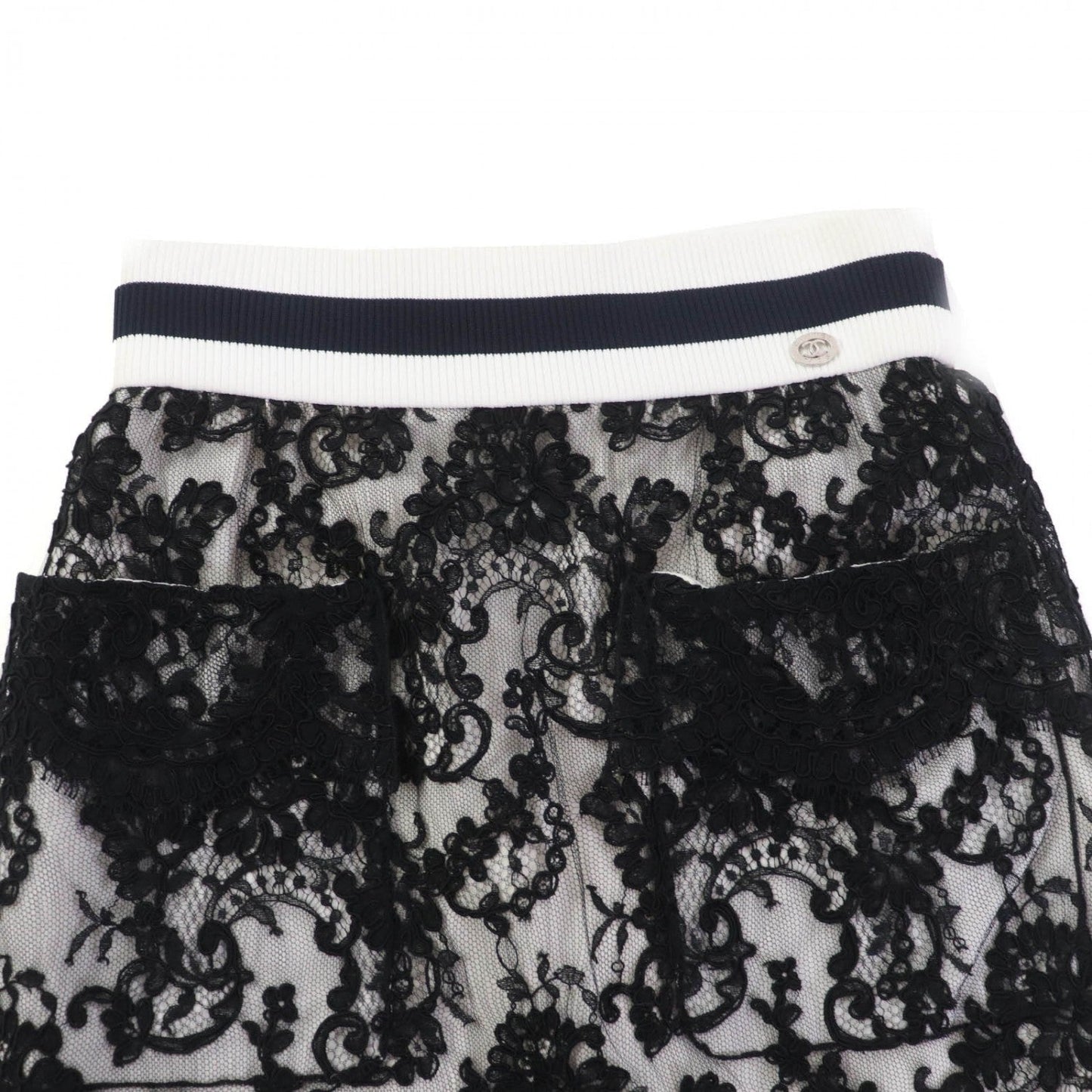 Chanel Skirt P56061V42335 Cotton White Black 36