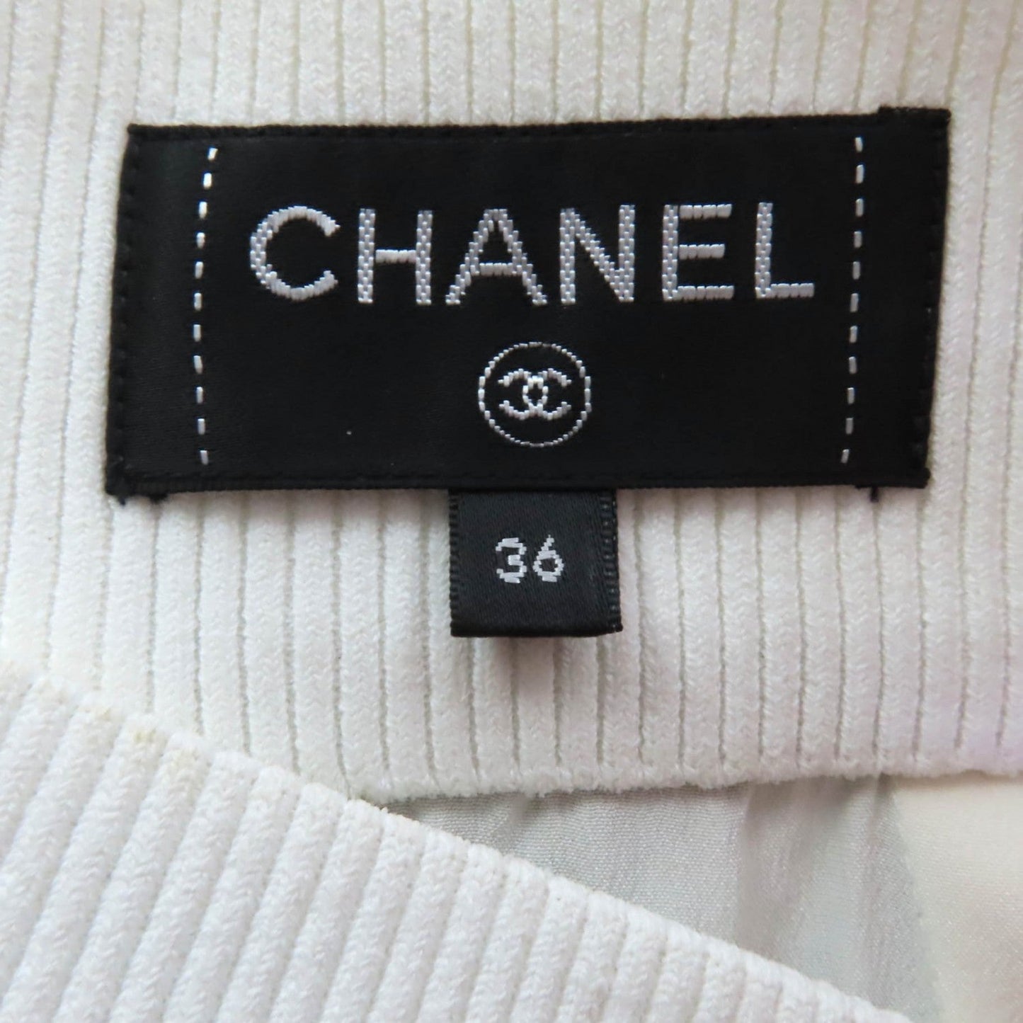 Chanel Skirt P56061V42335 Cotton White Black 36