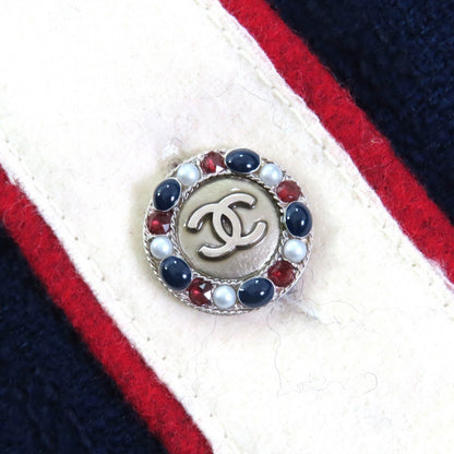 Chanel Jacket P51806 Wool Navy Ivory Red 40