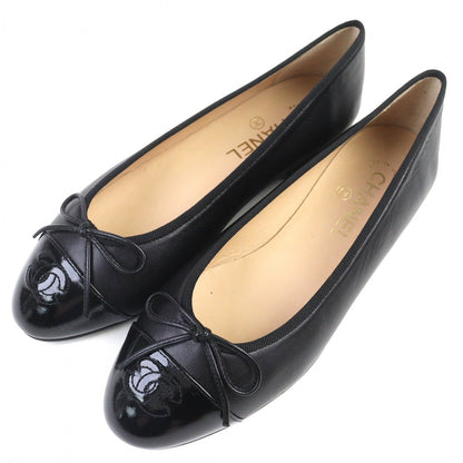 Chanel Pumps A02819 Leather Black Ballerina 38