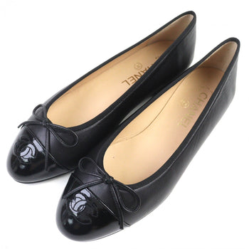 Chanel Pumps A02819 Leather Black Ballerina 38