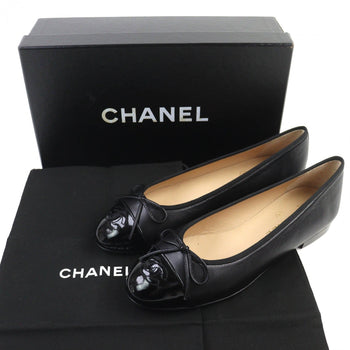 Chanel Pumps A02819 Leather Black Ballerina 38