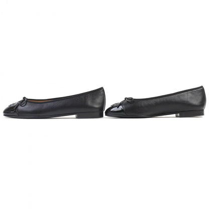 Chanel Pumps A02819 Leather Black Ballerina 38