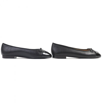 Chanel Pumps A02819 Leather Black Ballerina 38