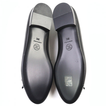Chanel Pumps A02819 Leather Black Ballerina 38