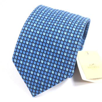 Hermes Tie 645756 Silk Navy/Blue/Sky Blue Cravate Heavy Twill