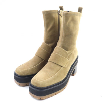 Hermes Short Boots Suede Leather Beige Florence 55 36.5