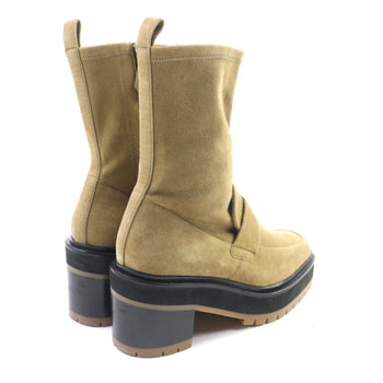 Hermes Short Boots Suede Leather Beige Florence 55 36.5