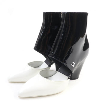 Chanel Ankle Boots G35430 Patent Leather Black White 35