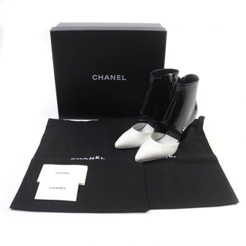 Chanel Ankle Boots G35430 Patent Leather Black White 35