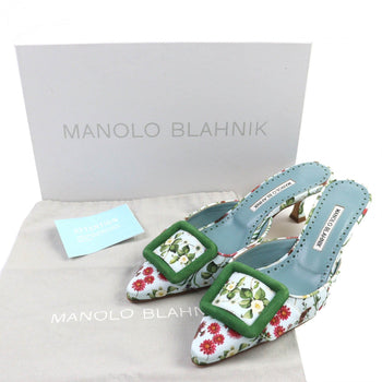 Manolo Blahnik Mule Satin Light Blue Green Maysalebi Maysale 37