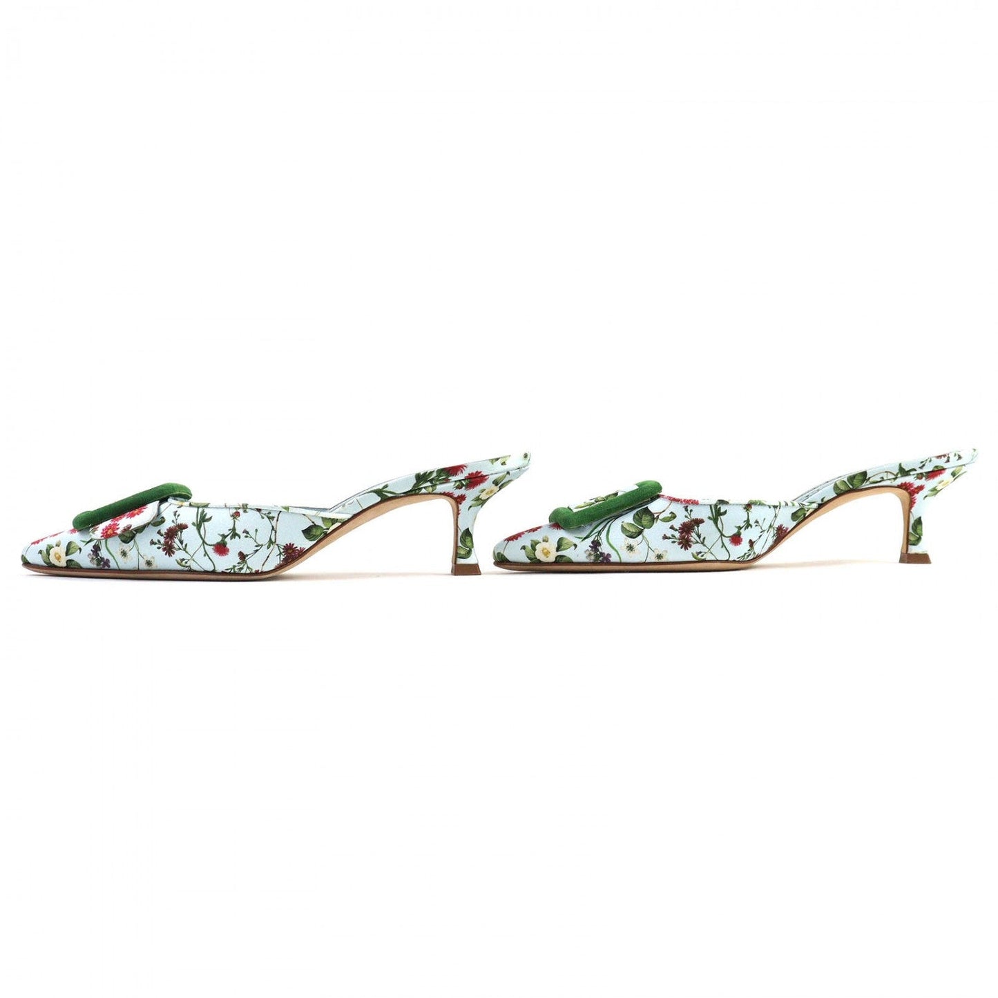 Manolo Blahnik Mule Satin Light Blue Green Maysalebi Maysale 37