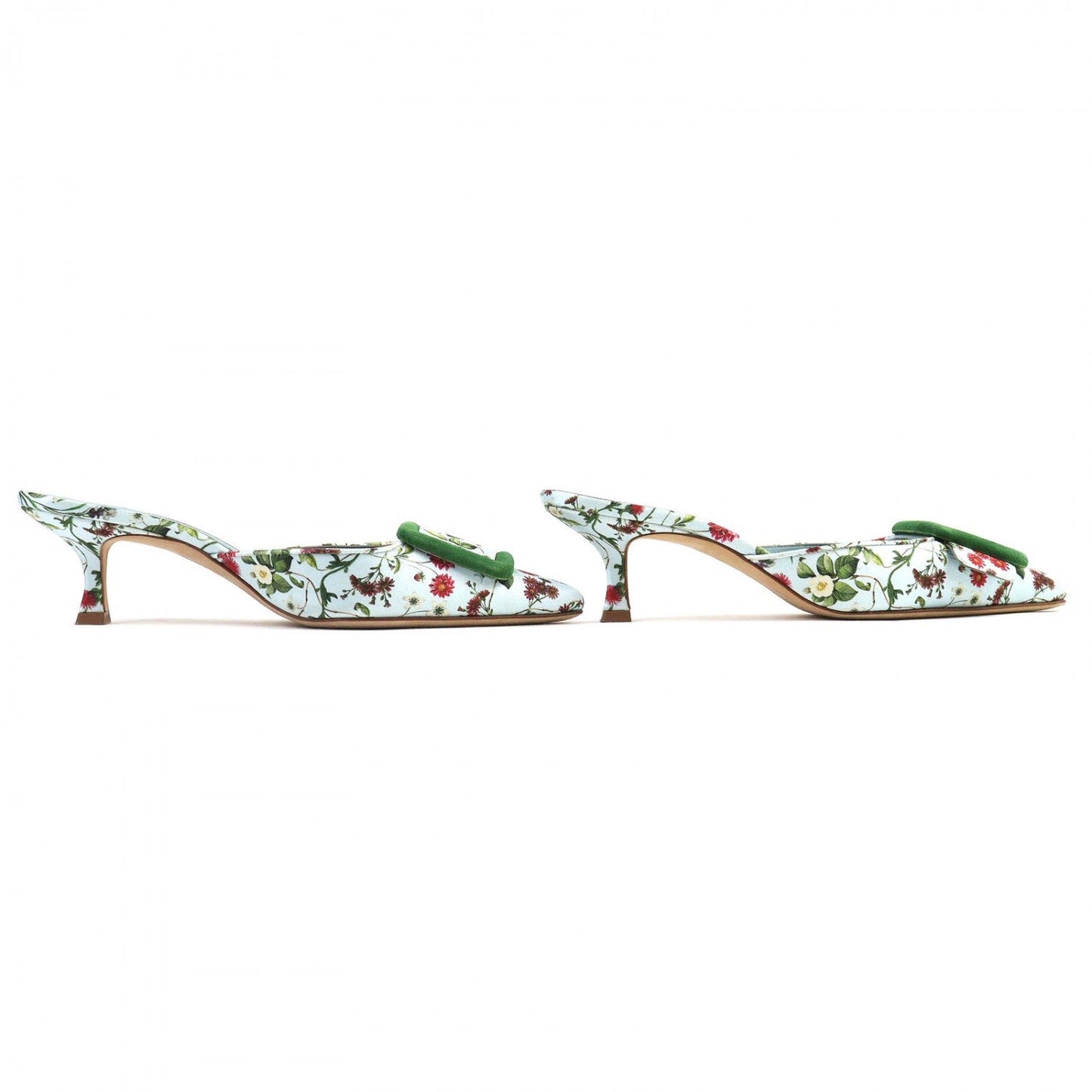 Manolo Blahnik Mule Satin Light Blue Green Maysalebi Maysale 37