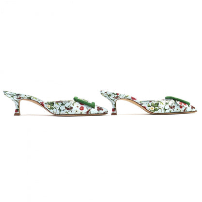 Manolo Blahnik Mule Satin Light Blue Green Maysalebi Maysale 37