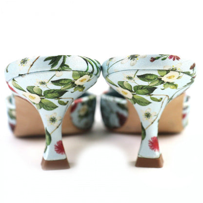 Manolo Blahnik Mule Satin Light Blue Green Maysalebi Maysale 37
