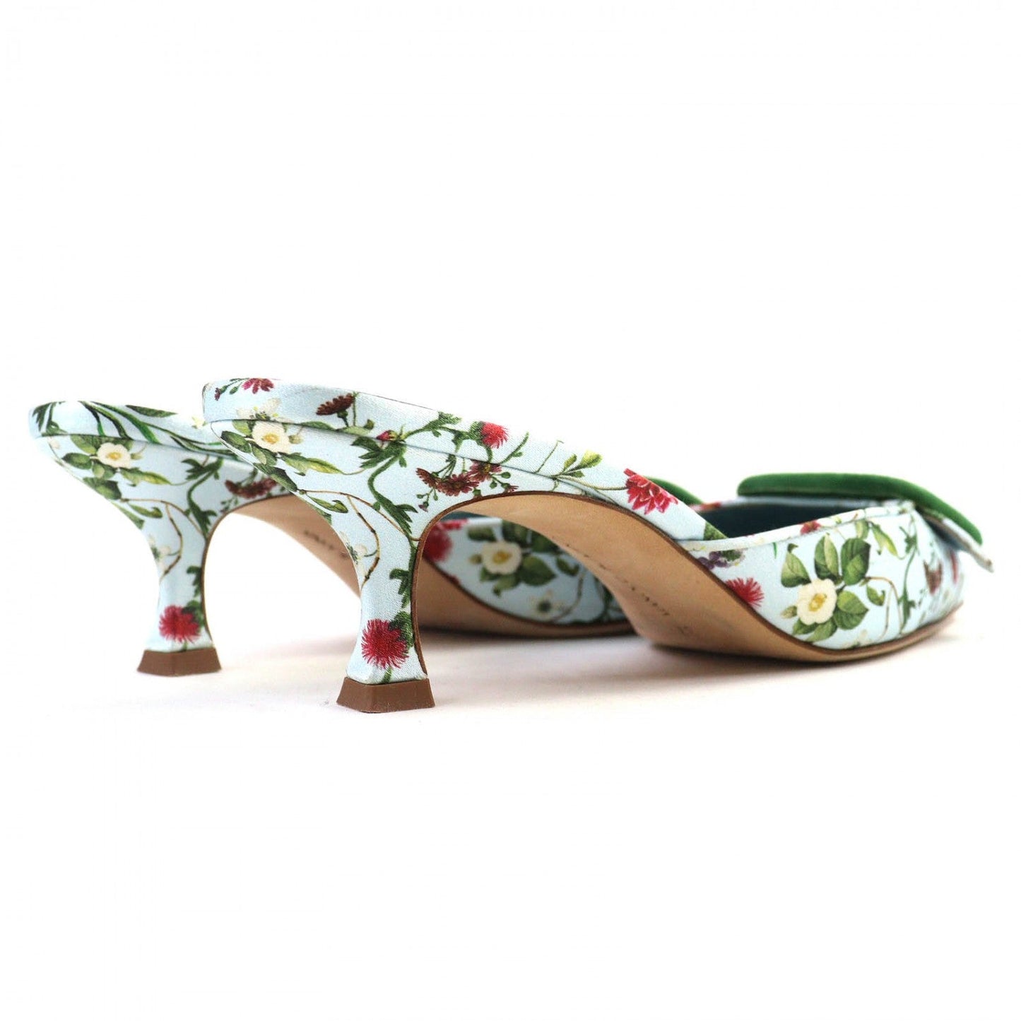 Manolo Blahnik Mule Satin Light Blue Green Maysalebi Maysale 37