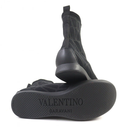 Valentino Garavani Boots 3Y2S0H35Jfx Knit Black Grey City Shore Toile Iconograph 42