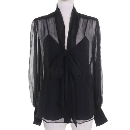 Gucci Blouse 756360 Silk Black 36