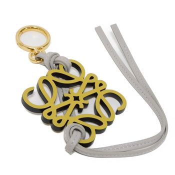 Loewe Key Ring C621232Xdb Calfskin Dark Yellow Logo Anagram Charm