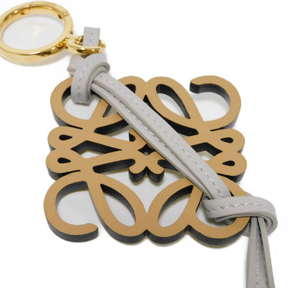 Loewe Key Ring C621232Xdb Calfskin Dark Yellow Logo Anagram Charm